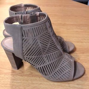 Lane Bryant nine wide heels booties laser cut